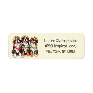 Hawaiian Bernese Mountain Dogs Flower Lei Label