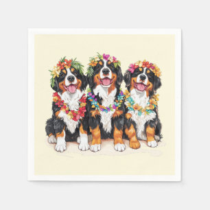 Hawaiian Bernese Mountain Dogs Flower Lei Napkins
