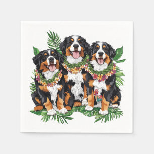 Hawaiian Bernese Mountain Dogs Flower Lei Napkins