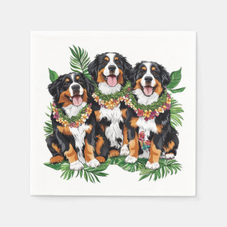 Hawaiian Bernese Mountain Dogs Flower Lei Napkins