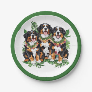 Hawaiian Bernese Mountain Dogs Flower Lei Paper Plates