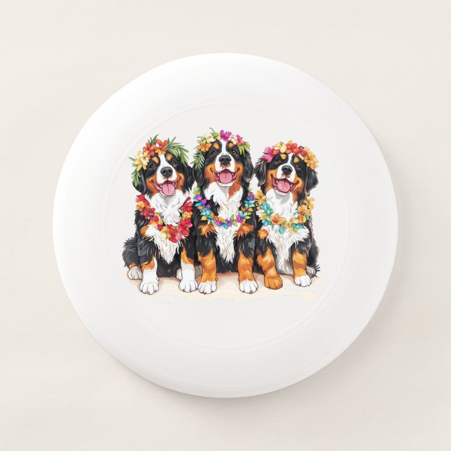 Hawaiian Bernese Mountain Dogs Flower Lei Wham-O Frisbee (Front)