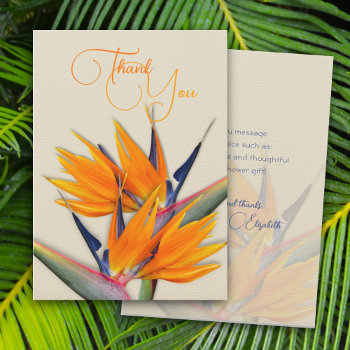 Hawaiian Bird Of Paradise Flowers Thank You Card by sandpiperWedding at Zazzle