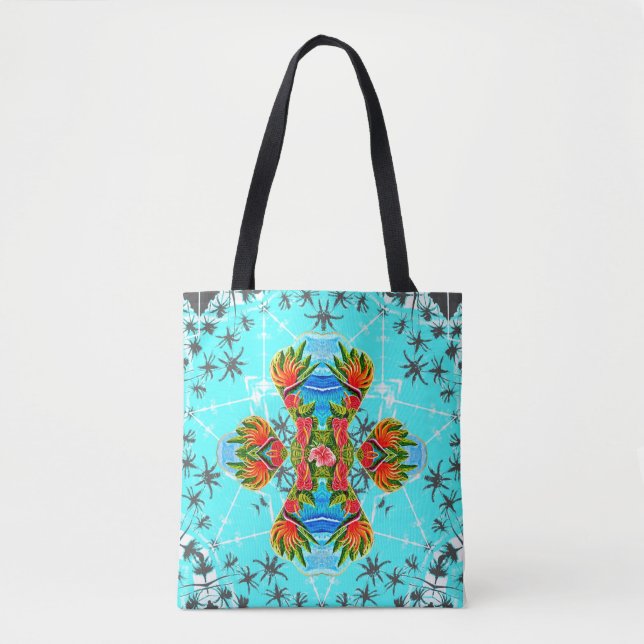 Hawaiian Birds of Paradise (Blue) Tote Bag (Front)