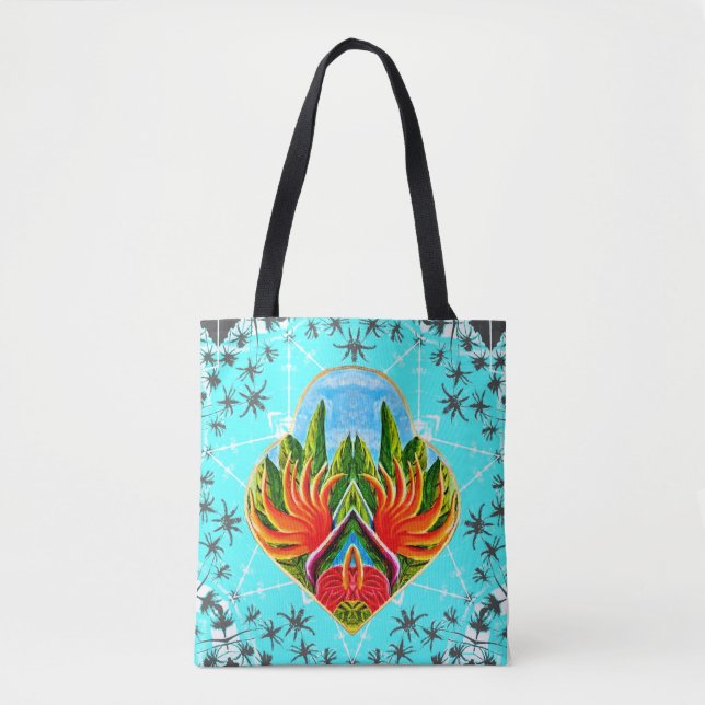 Hawaiian Birds of Paradise (Blue) Tote Bag (Front)