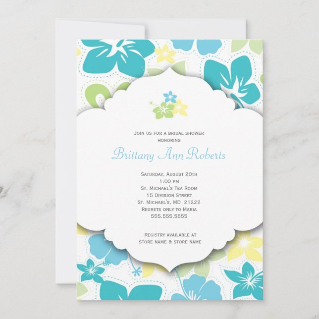 Hawaiian Birthday Party or Bridal Shower Invites (Front)