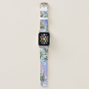 Hawaiian Bliss: Tropical Watercolor Pattern Apple Watch Band