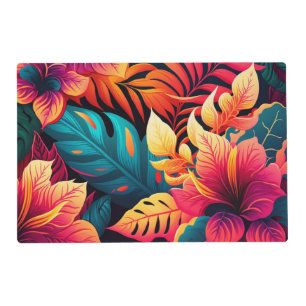 Hawaiian blossom bright floral tropical pattern placemat