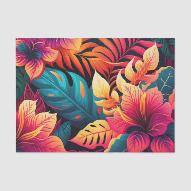 Hawaiian blossom bright floral tropical pattern tissue paper (Front)