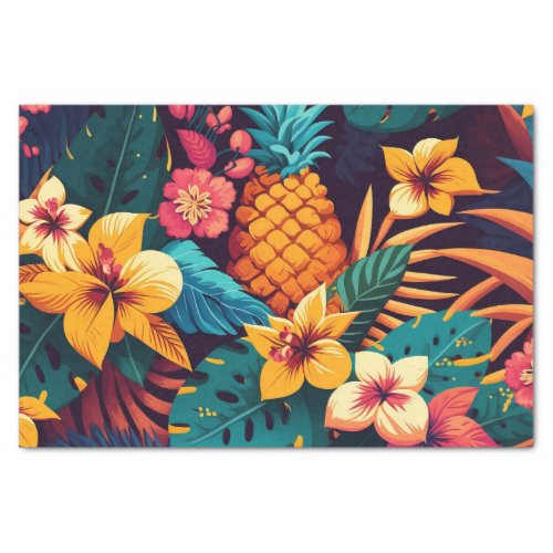 Hawaiian blossom tropical floral pineapple pattern tissue paper