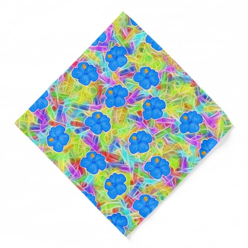 Hawaiian Blue Flowers Bandana