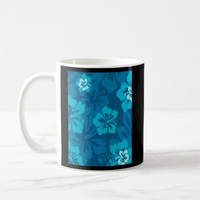 Hawaiian Blue Hibiscus Flower Tropical Floral  Coffee Mug (Left)
