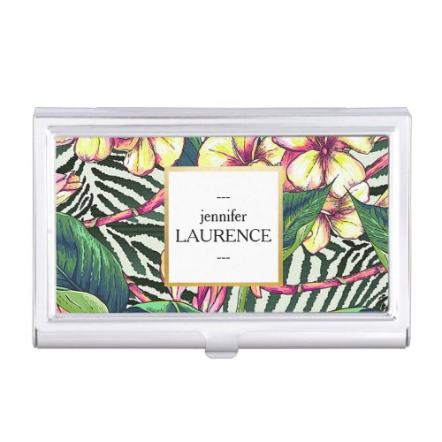 Hawaiian Bold Plumeria Bright Floral Personalized Business Card Case