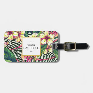 Hawaiian Bold Plumeria Bright Floral Personalized Luggage Tag