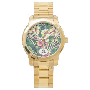 Hawaiian Bold Plumeria Bright Floral Personalized Watch