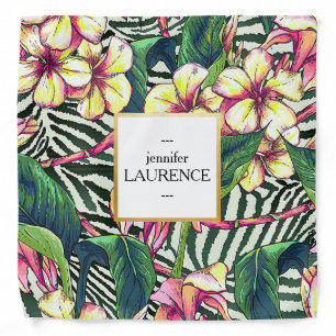 Hawaiian Bold Plumeria Floral Personalized Bandana