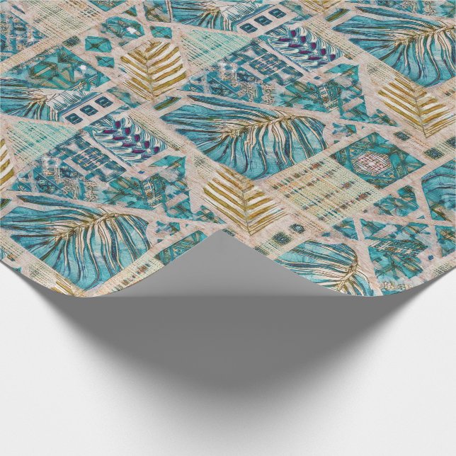 Hawaiian Botanical Blues Wrapping Paper Roll (Corner)