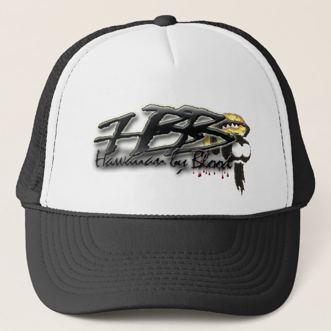 Hawaiian by Blood Ikaika helmet Trucker Hat (Front)