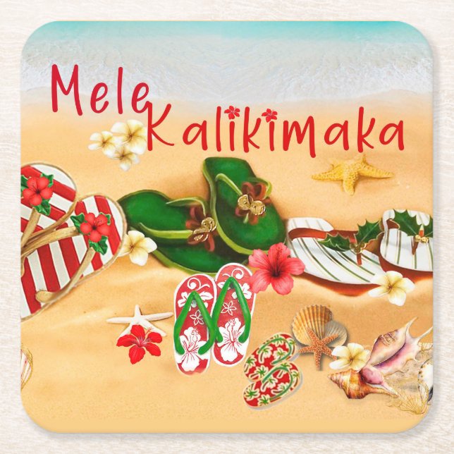Hawaiian Christmas Beach Coasters (Front)