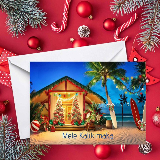 Hawaiian Christmas Bungalow on the Beach Card (Creator Uploaded)