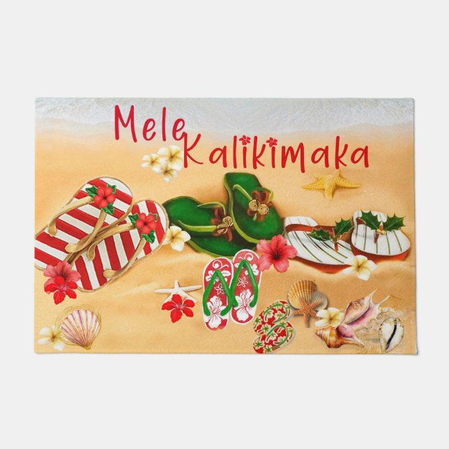 Hawaiian Christmas Door Mat (Front)