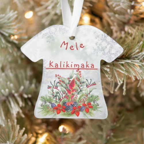 Hawaiian Christmas Flowers Aloha Shirt Ornament