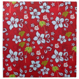 Hawaiian Christmas Hibiscus and Palm Tree Napkin