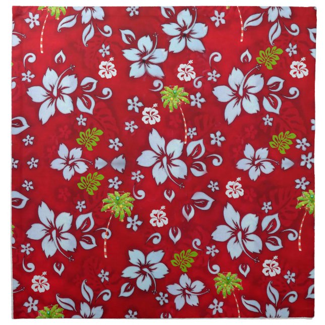 Hawaiian Christmas Hibiscus and Palm Tree Napkin (Front)