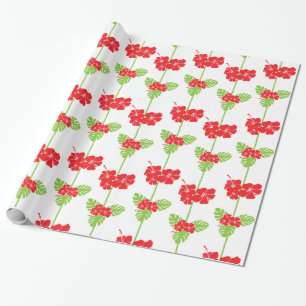 hawaiian christmas holly wrapping paper