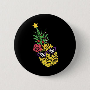 Hawaiian Christmas In July Pineapple Mele Kalikima Button