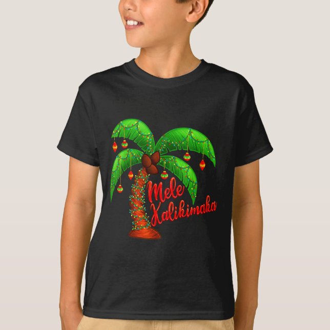 Hawaiian Christmas Mele Kalikimaka Coconut Tree  T-Shirt (Front)