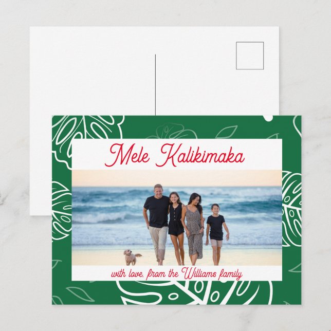 Hawaiian Christmas Mele Kalikimaka customizable Holiday Postcard (Front/Back)