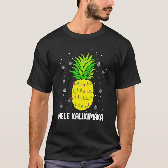 Hawaiian Christmas  Mele Kalikimaka Pineapple Hawa T-Shirt (Front)