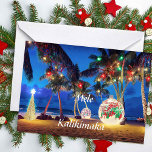 Hawaiian Christmas Palm Trees on the Beach Card<br><div class="desc">Artistic and beautiful palm trees decorated for the holidays on a Hawaiian beach. Also available as a postcard or magnet. Can be personalized!</div>