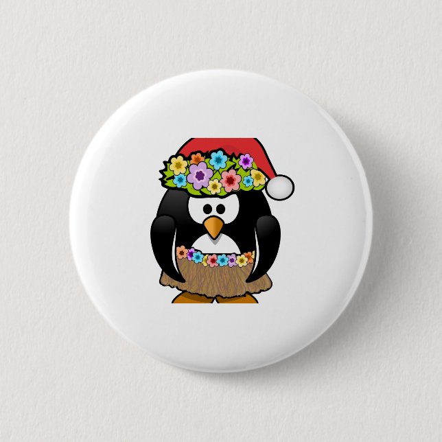 Hawaiian Christmas Penguin Button (Front)