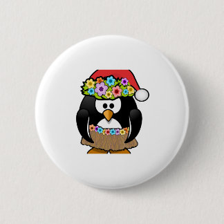 Hawaiian Christmas Penguin Button
