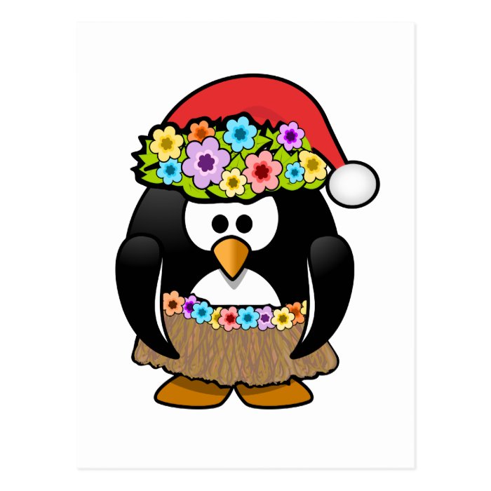 Hawaiian Christmas Penguin Post Card