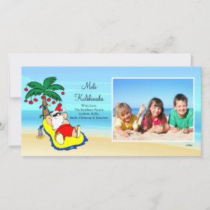 Hawaiian Christmas Santa Christmas Photo Card. Holiday Card