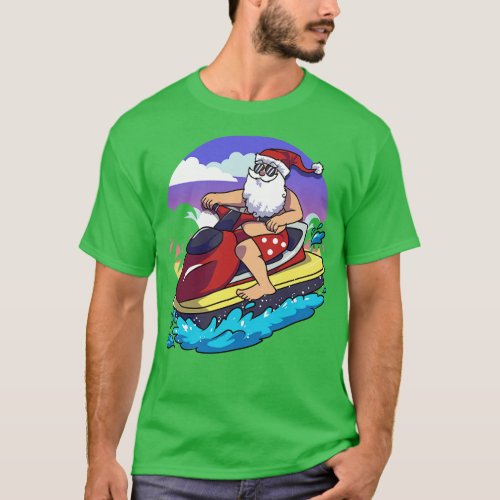 Hawaiian Christmas Santa Claus Jet Skiing T_Shirt