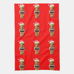 Hawaiian Christmas Santa Tiki Kitchen Towel