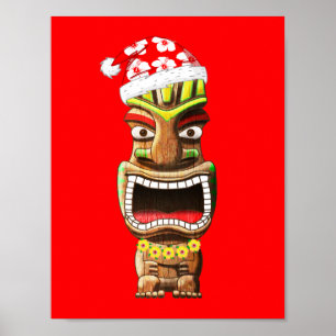 Hawaiian Christmas Santa Tiki Poster