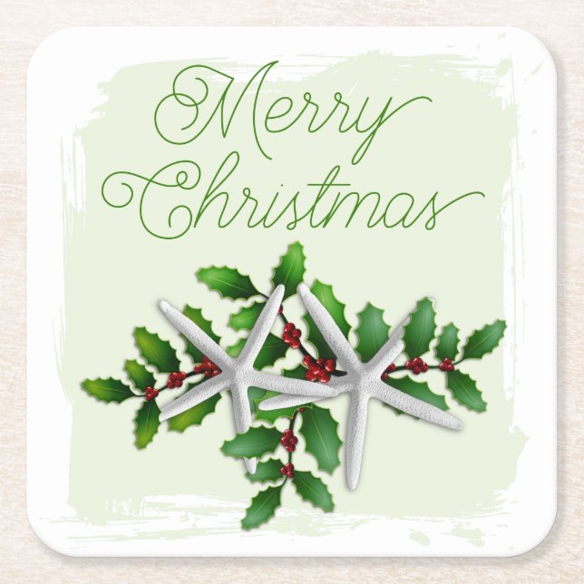 Hawaiian Christmas Starfish Drink Coasters (Front)