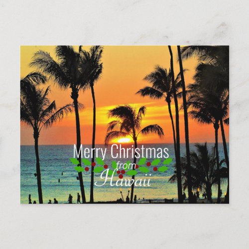 Hawaiian Christmas sunset Postcard
