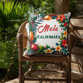 Hawaiian Christmas – Tropical Wreath Throw Pillow