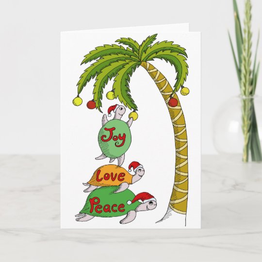 Hawaiian Christmas Turtle Santas Holiday Card Zazzle
