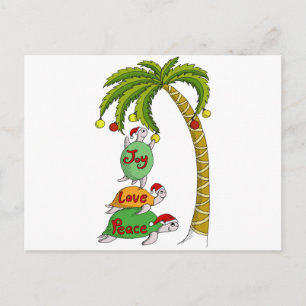 Hawaiian Christmas Turtle Santas Holiday Postcard