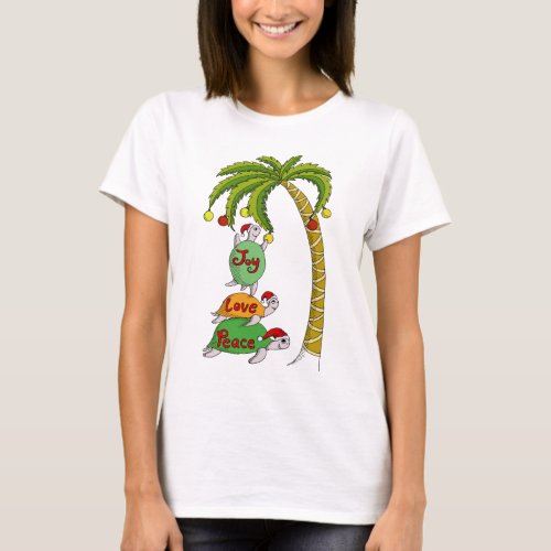 Hawaiian Christmas Turtle Santas T_Shirt