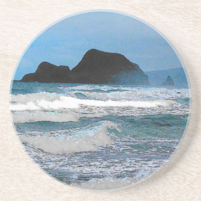 Hawaiian Coast Blue Sky Sandstone Coaster (Front)