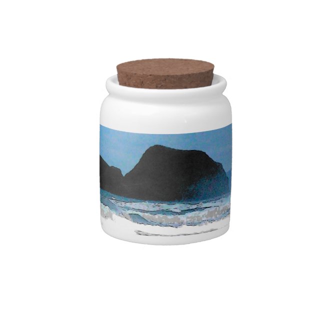 Hawaiian Coastal Island Ocean Tropical Paradise Candy Jar (Front)