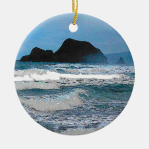 Hawaiian Coastal Island Ocean Tropical Paradise Ceramic Ornament
